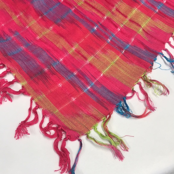 Beautiful Brightly Colored Fringed Scarf - Picture 2 of 3